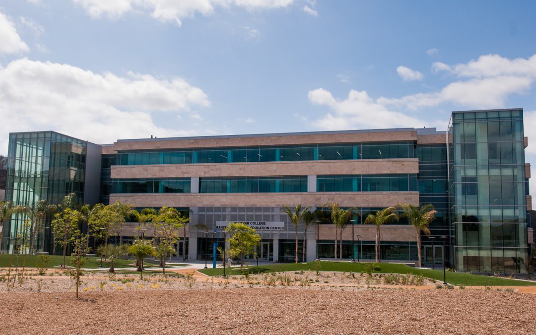 Front exterior of building of the Palomar College Rancho Bernardo Education Center