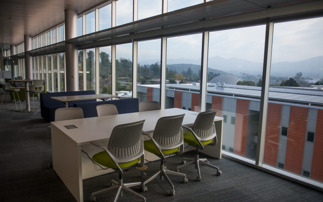 Campus view from empty LRC room