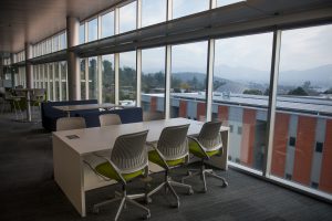 Campus view from empty LRC room