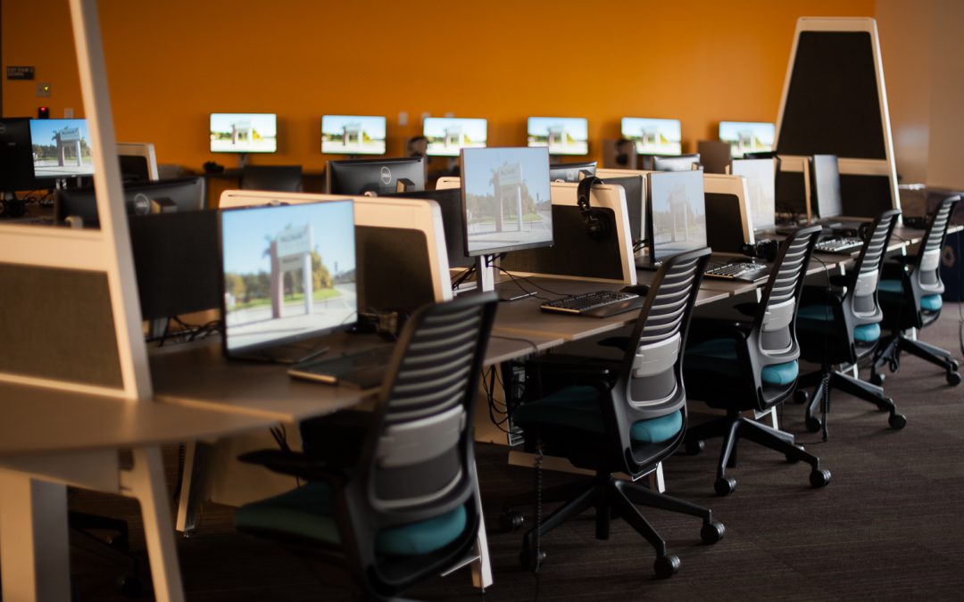 Empty classroom with computers