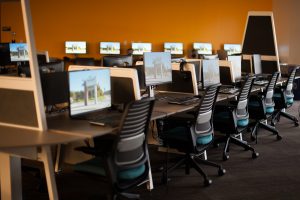 Empty classroom with computers