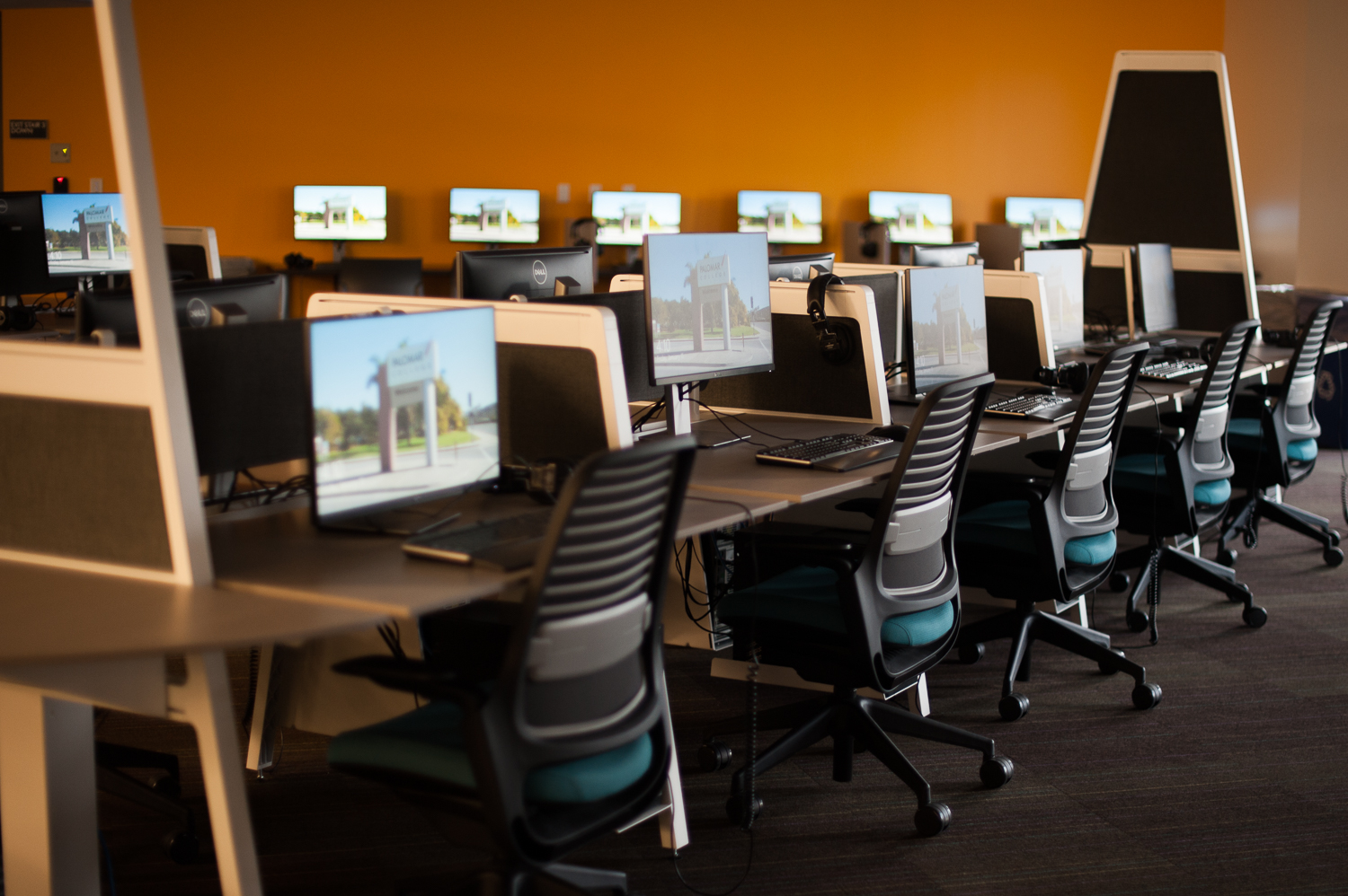 Empty classroom with computers