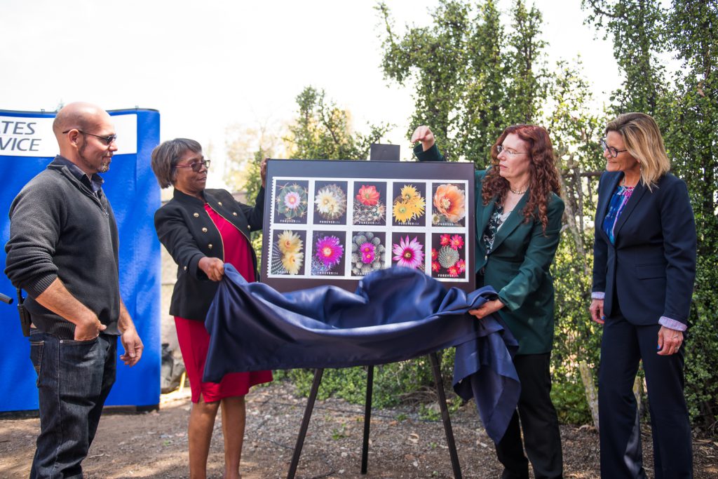 USPS unveiling a floral stamp series to Palomar leadership and staff