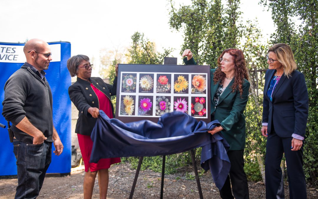 USPS unveiling a floral stamp series to Palomar leadership and staff