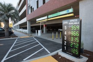 Entrance to parking structure on campus