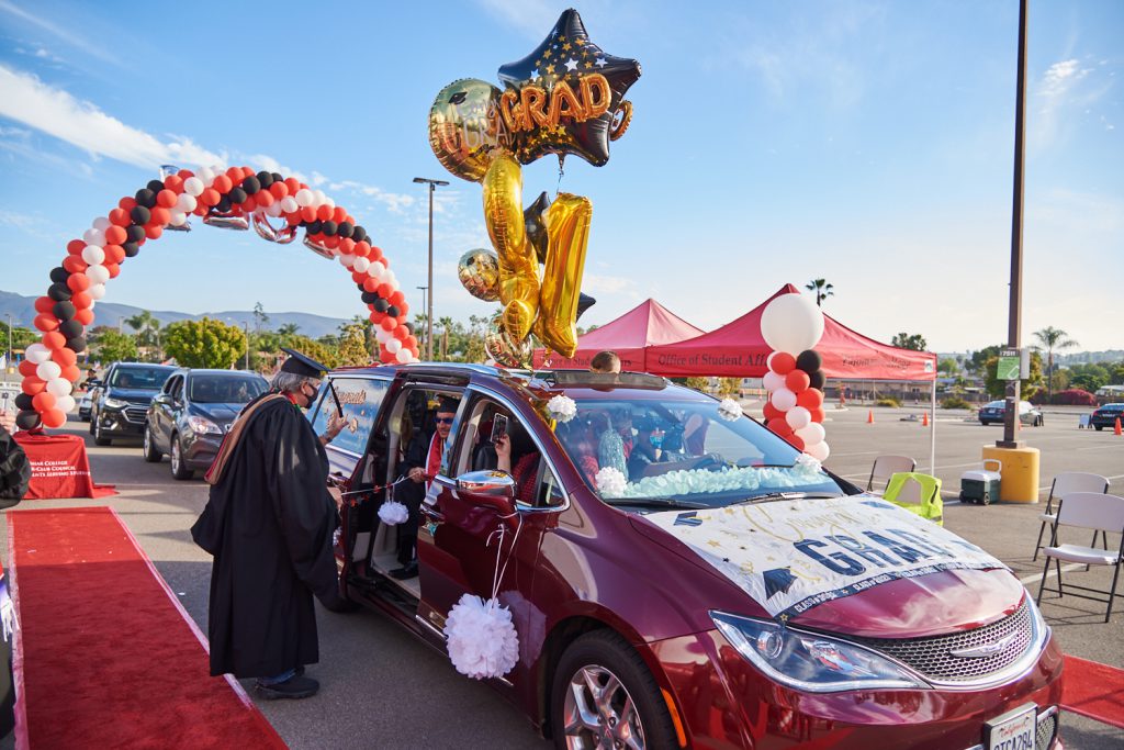 Van with balloons