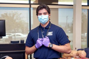 EMT Student with a stethoscope around his neck