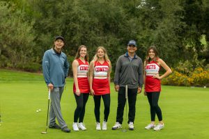 Golfers and Palomar Comet cheerleaders at the President's Invitational Golf Classic