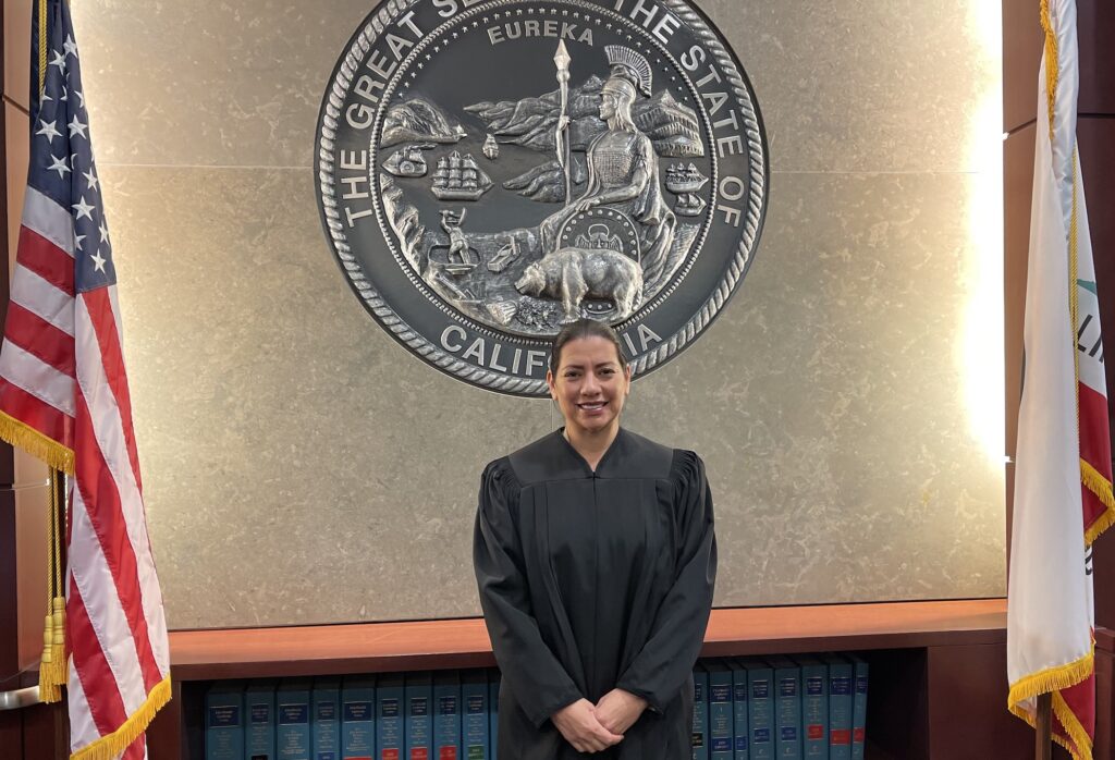 Former Palomar College student Marie Wood in the courtroom
