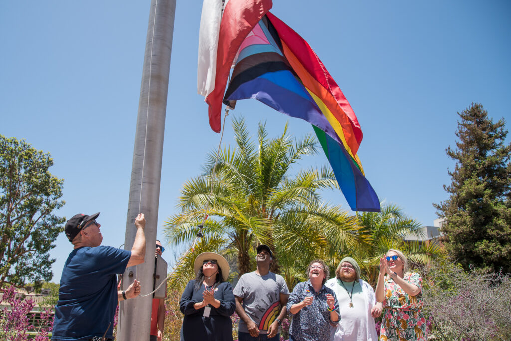 Pride flag raising at Palomar College