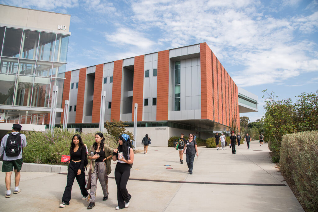 Palomar College students walking on campus