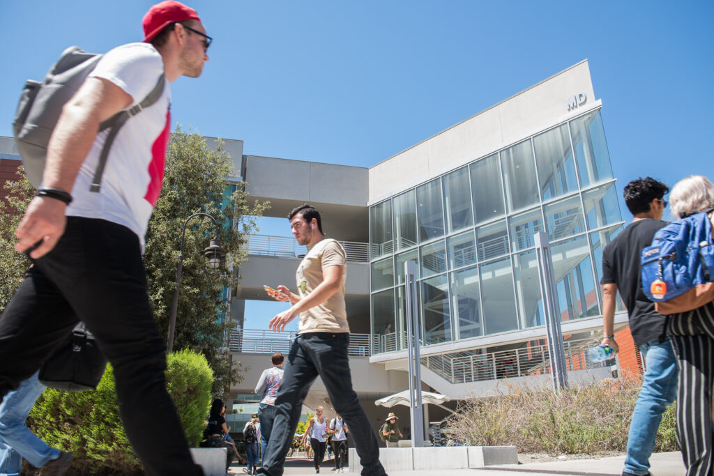Palomar students walking on Campus