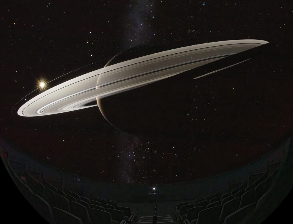 A view of Saturn inside a planetarium.
