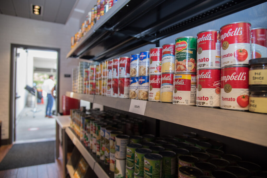 Cans of food in the Palomar College Food & Nutrition Center