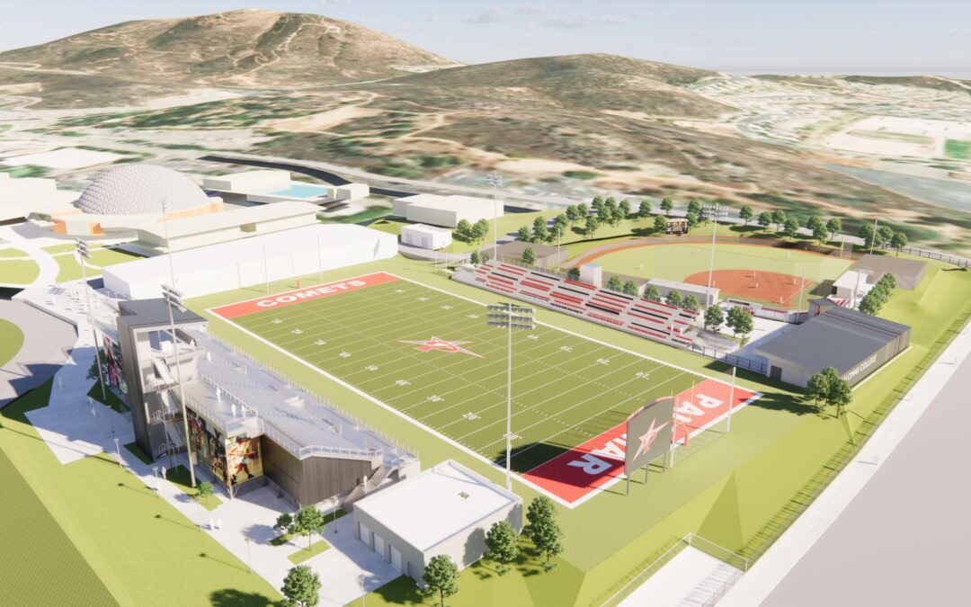 Image of Palomar College rendering of football and softball stadiums