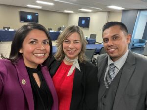 Nora Kenny, accompanied by Luis Jimenez and peer mentor in the Rising Scholars Program