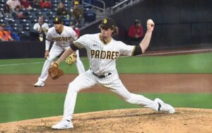 Palomar College alumnus Tim Hill playing for the San Diego Padres