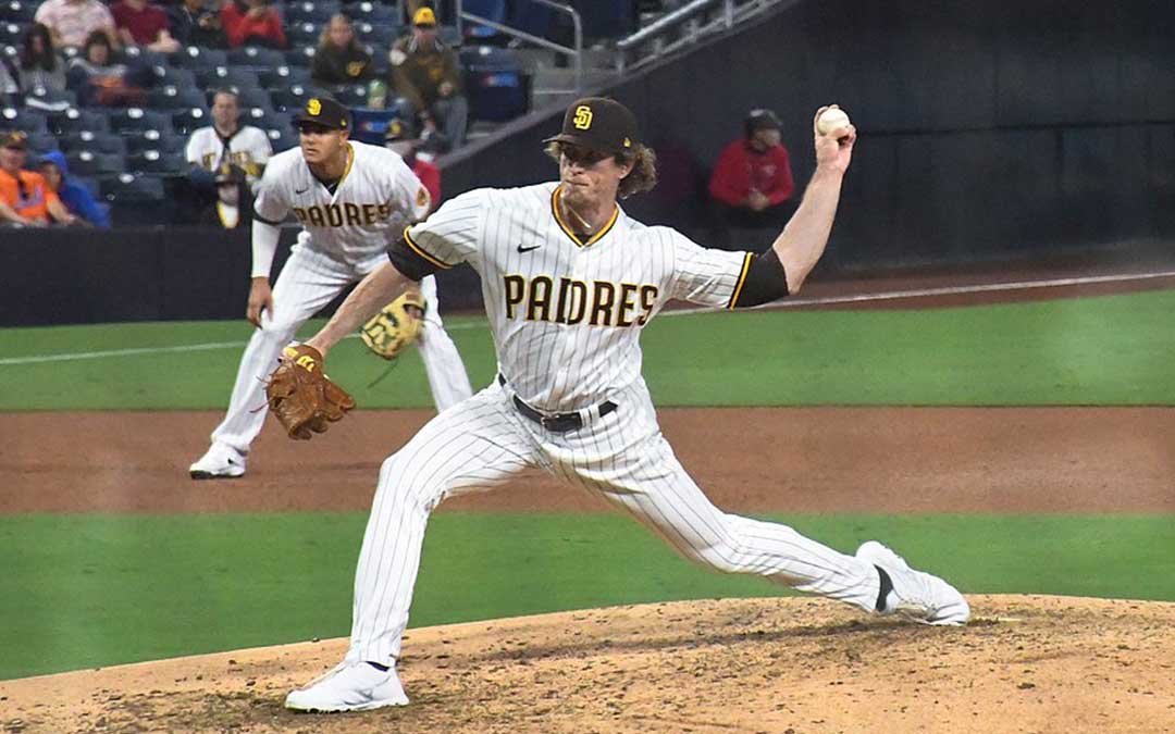 Palomar College alumnus Tim Hill playing for the San Diego Padres
