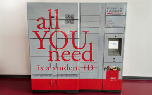 One of three "smart lockers" found on campus