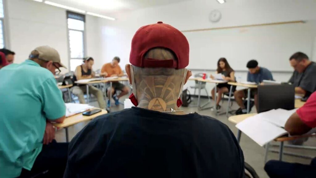 View from the back of class of the Rising Scholar student