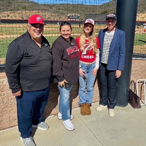 Image of Governing Board Trustee Roberto Rodriguez, Superintendent/President Dr. Star Rivera-Lacey, Student Trustee Reagan Barnum, and Governing Board Vice President Dr. Holly Hamilton-Bleakley