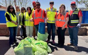 Palomar College employees and Governing Board Vice President Dr. Holly Hamilton-Bleakley participate in the Earth Day clean up at the Fallbrook Education Center.