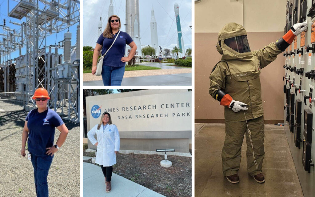 A collage of photos of a former Palomar College student now working at NASA.