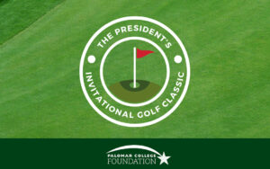 Presidents Invitation Golf Tournament banner ad with Palomar College Foundation logo
