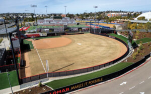 Image of both the Palomar College softball stadium and football stadium