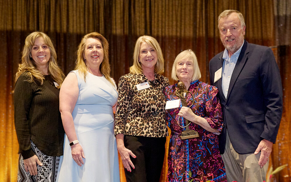 Foundation Board of Directors Chair Katie Johanski, Interim Superintendent/President Dr. Tina Recalde, Foundation Executive Director Stacy Rungaitis, Mary Curran Downey, and Paul Downey