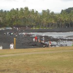 A blacksand beach Hawaii