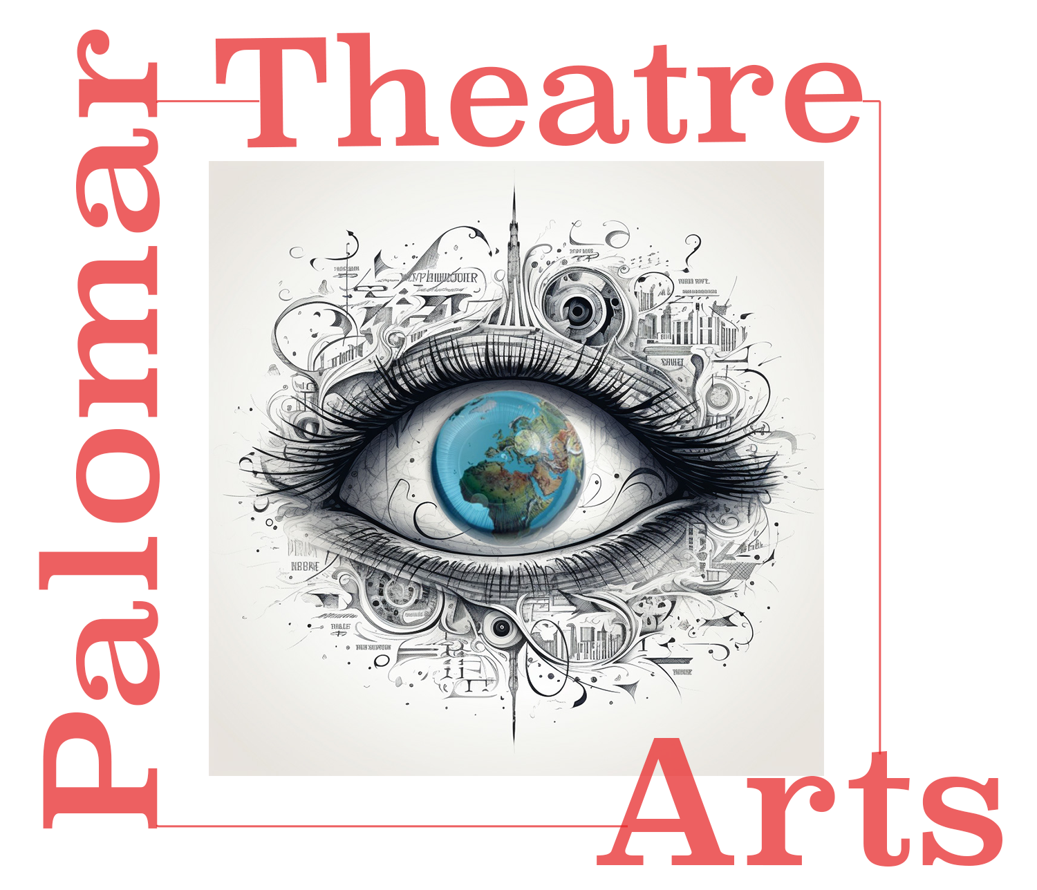 Palomar Theatre Arts Image shows an eye looking at the world.