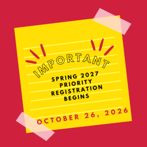 Spring 2027 Priority Registration Begins on October 26, 2026