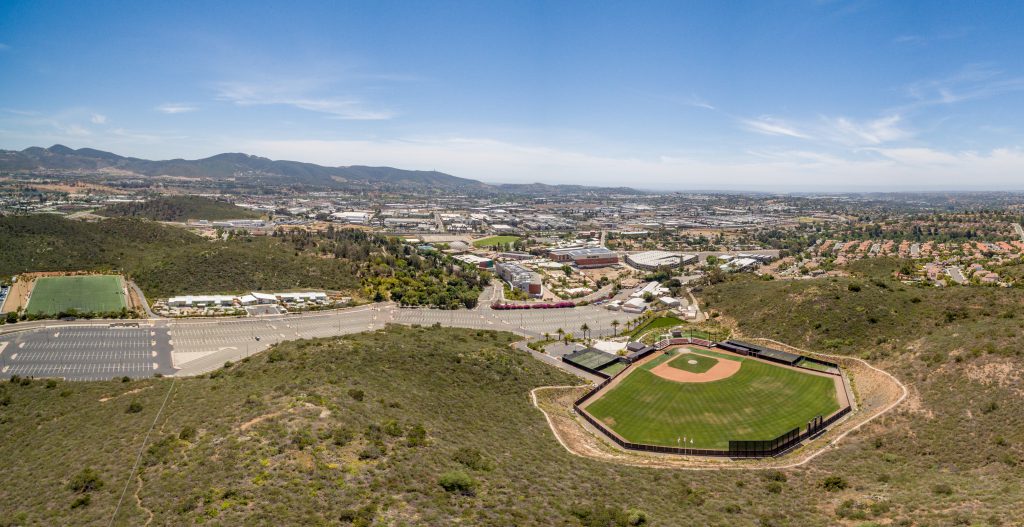 View of the baseball field on campus 