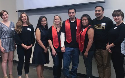 Exemplary Service Learning Students were honored at the 2018 Service Learning Reception. Congratulations to our scholarship award recipients Marisela Lopez, Nicolas Vallone, and Penny Halverson.