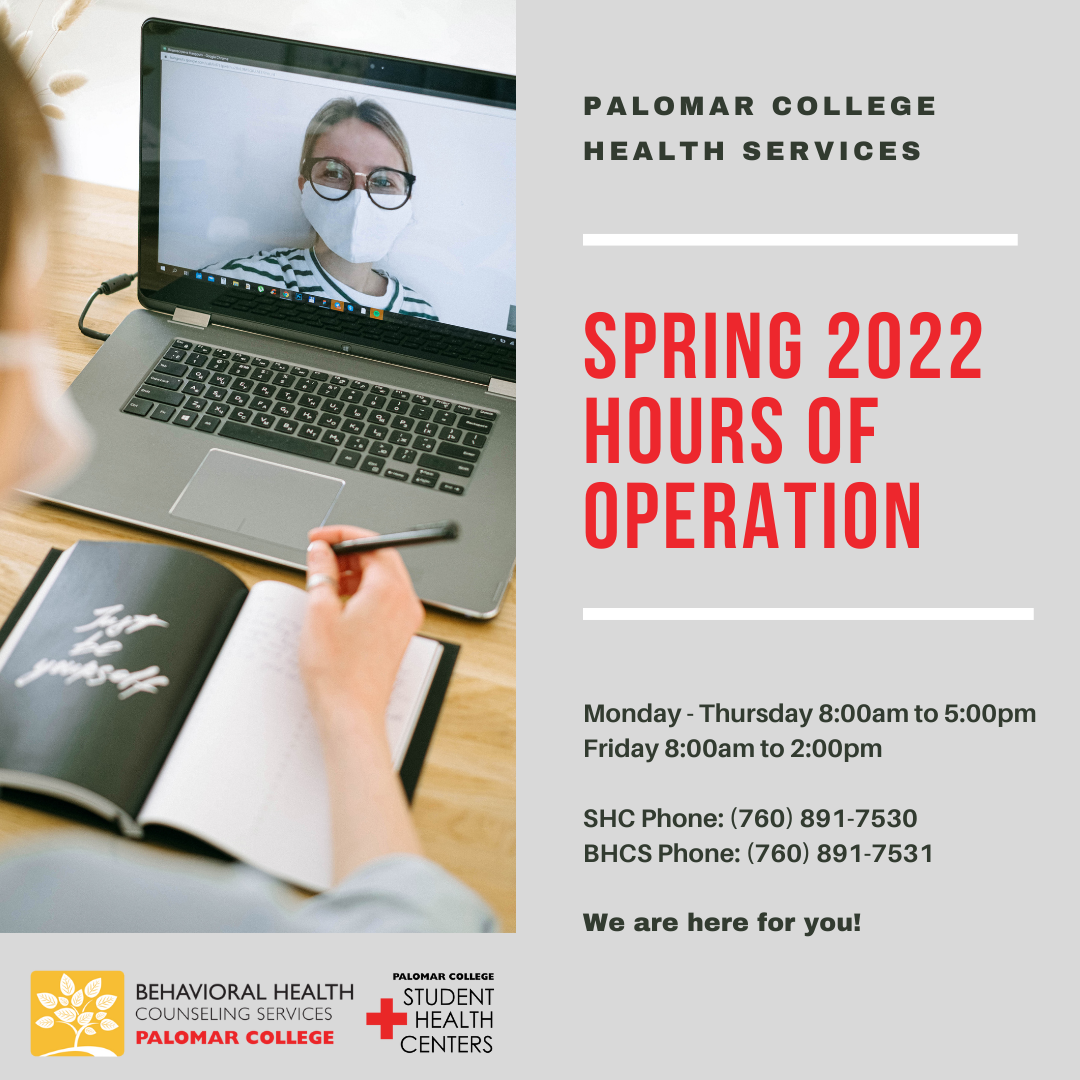 Palomar College Schedule 2022 Hours Of Operation - Student Health Centers
