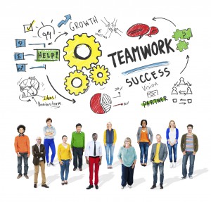 Teamwork and Collaboration Graphic Featuring 12 People