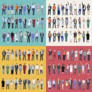 Graphic of over one hundred people in different types of jobs 