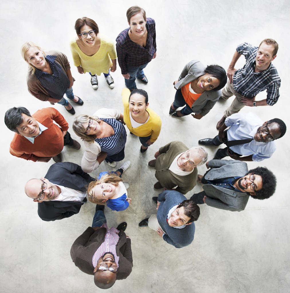 Diverse People Friendship Togetherness Happiness Aerial View Concept