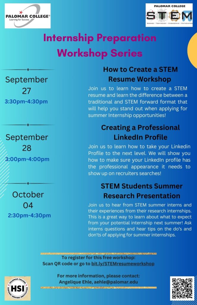 STEM Internship Preparation Workshop Series