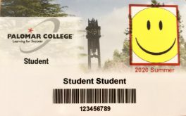 Example of a student activity card with the college logo, student name, and student ID number.