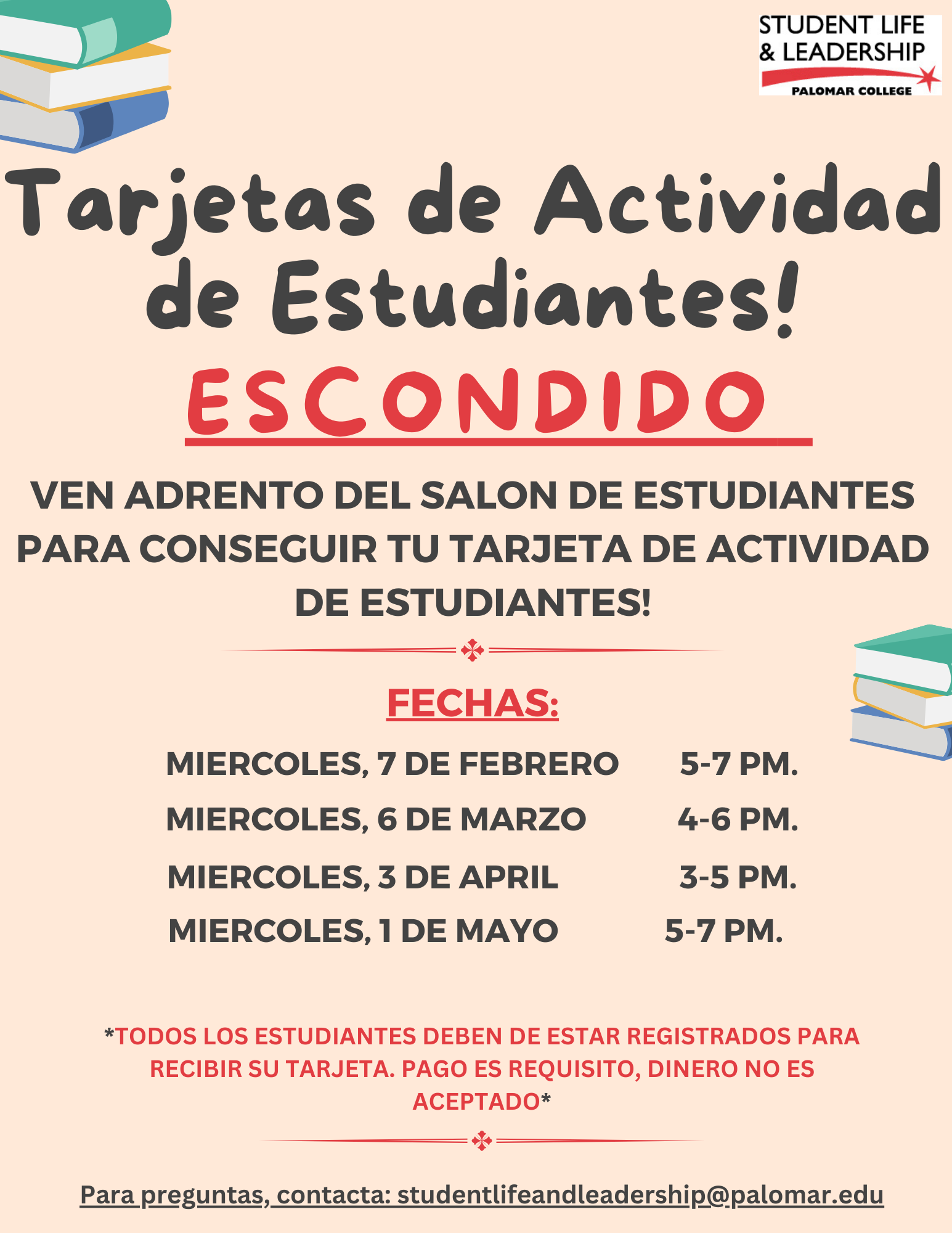 Student Activity Card Hours at Escondido Education Center Events Calendar