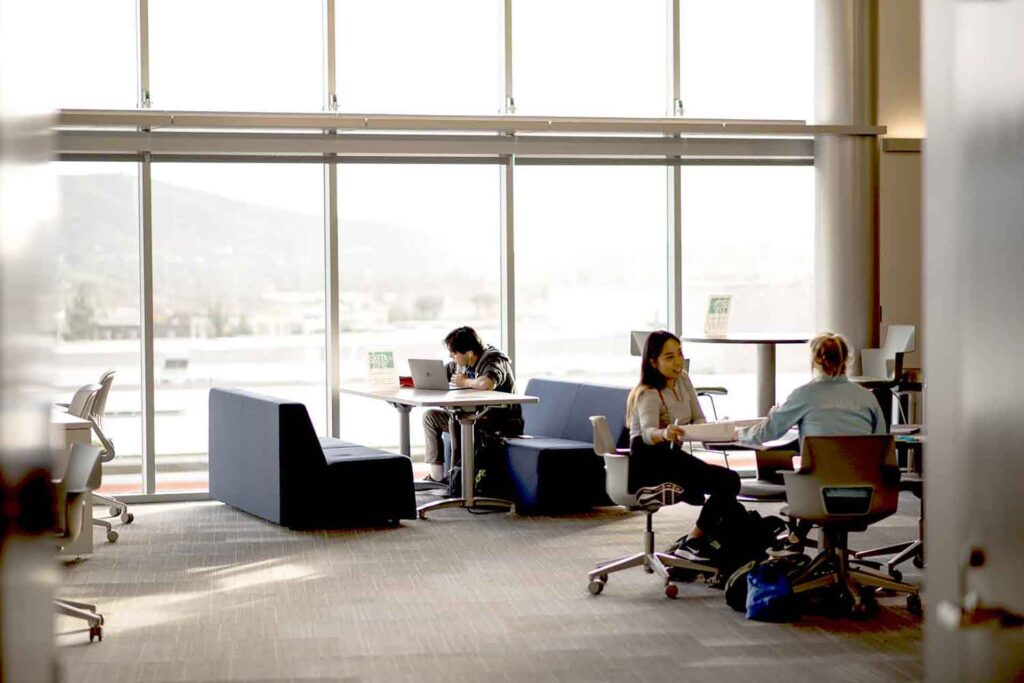 Students gathered in the LRC