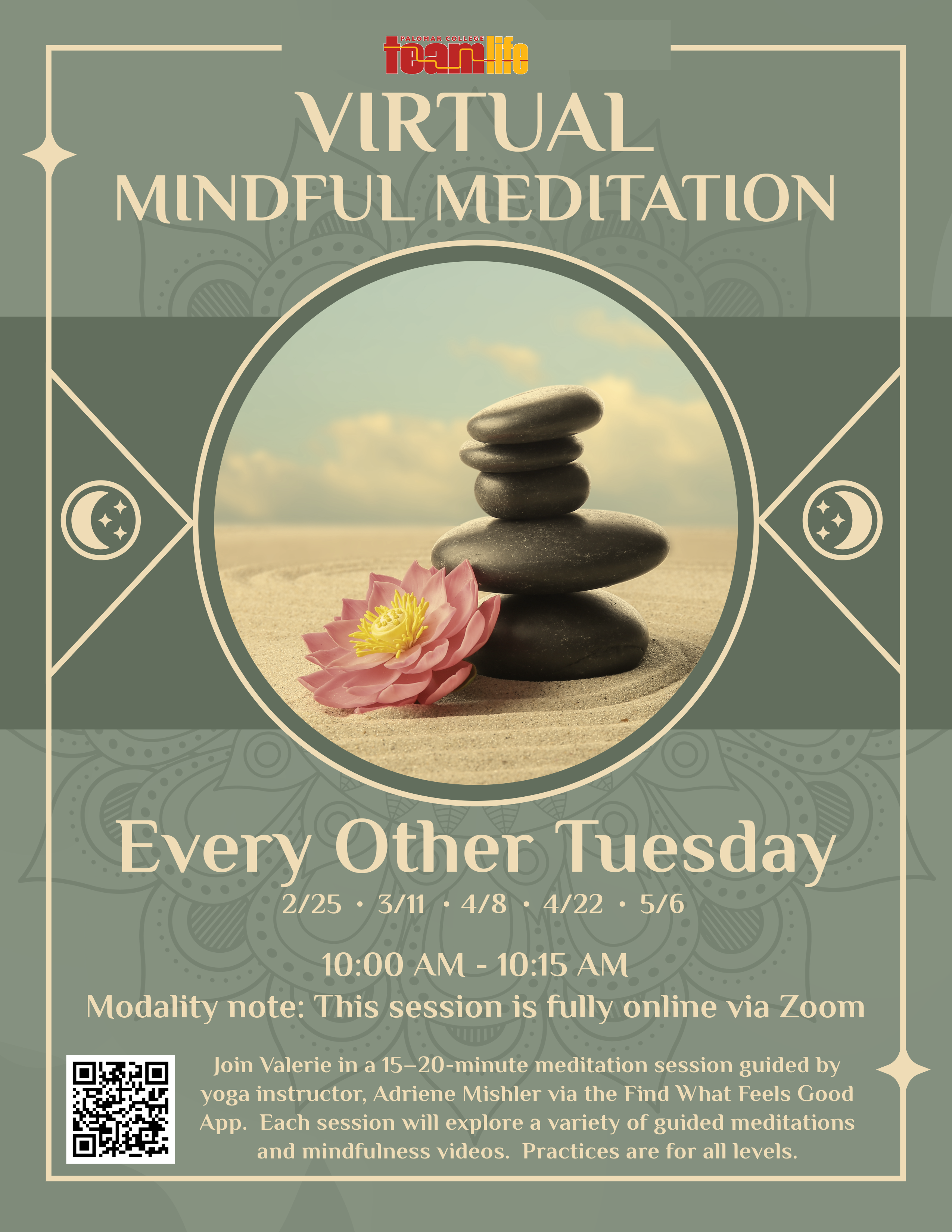 Rock Stack and Flower- Advertising Virtual Mindful Meditation