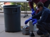 Palomar Professor of Geology Sean Figg and Assistant Professor of Astronomy Scott Kardel pour liquid nitrogen into the soda bottle at the Volcano Explosion event on Earth Science Day at the NS Building Oct.10. Victoria Bradley/The Telescope