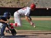 Palomar outfielder Cody Norton (33) makes good use of his one at bat laying a bunt down the first base line, beating the throw and ends up advancing all the way home to score a run March 25 at Palomar College Ballpark against San Diego Mesa. Aaron Fortin/ The Telescope