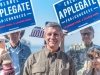 49th Congressional District Democratic candidate Doug Applegate does a bit of early campaigning for the 2018 election outside a town hall meeting hosted by Congressman Darrell Issa in Oceanside on March 11, 2017. Applegate came within around 1600 votes of Issa in a very close 2016 election. Joe Dusel / The Telescope
