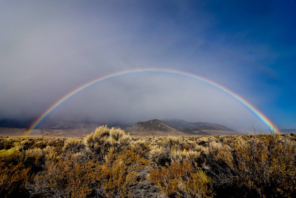 Rainbow over Lee Vining. Photo courtesy of Todd Myers