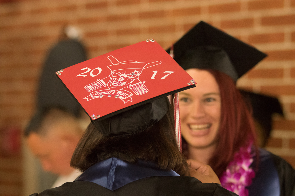 One of the graduate's decorated cap at the commencement ceremony at Palomar College in San Marcos, Calif. on May 26, 2017. Joe Dusel / The Telescope