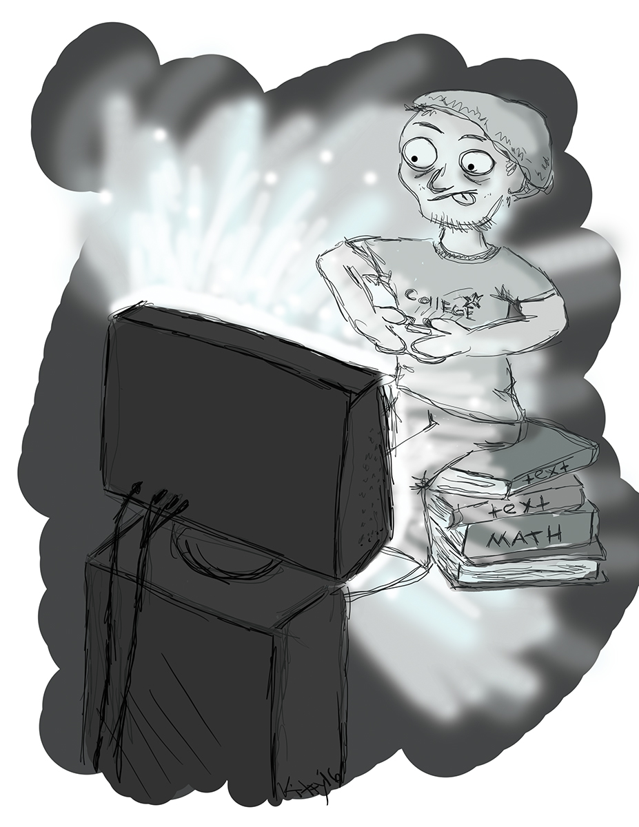 Cartoon illustration on too much video games. Kitty Pinney/The Telescope